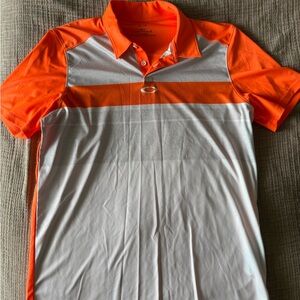 Oakley Men's Orange and White Polo Shirt
